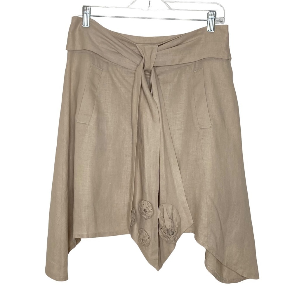 Ateliers Rare Toggery Taupe Linen A-Line Skirt